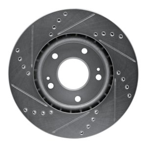 Hyundai Venue Brake Rotor (1) - Front Right - R1 Concepts - Drilled & Slotted - Silver - `11-`25